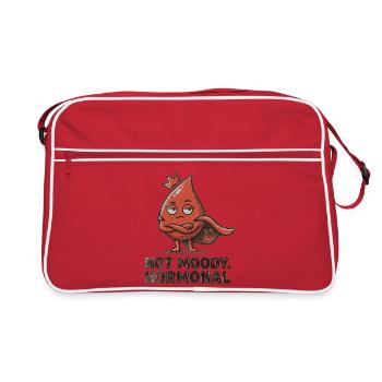 Not Moody Hormonal – Lustiges Perioden Statement - Retro Tasche - Rot/Weiß - Vorne