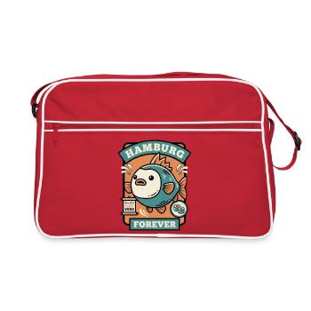 Hamburger Fischkopf aus Hamburg  - Retro Tasche - Rot/Weiß - Vorne