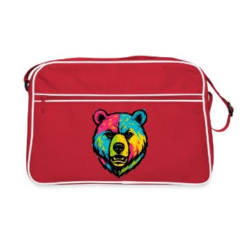 Bear Badly Licked Pop Art - Retro Bag - red/white - Front