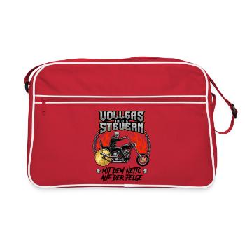 Vollgas In Die Steuern - Retro Tasche - Rot/Weiß - Vorne