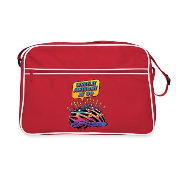 Wheelie Awesome à 40 ans de Pop Art Cycling - Sac Retro - rouge/blanc - Devant