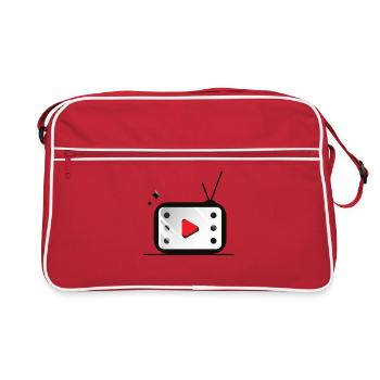 Retro TV Play Button Pattern - Retro Bag - red/white - Front