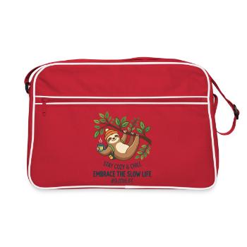 Niedliches magisches Puzzlestück zwinkernd Maskottchenherz - Retro Tasche - Rot/Weiß - Vorne
