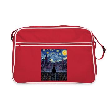 Moonlit Rooftop Cat Noir - Retro Bag - red/white - Front