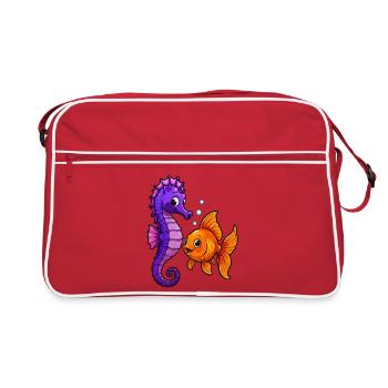 L’amitié de l’hippocampe rencontre le poisson rouge - Sac Retro - rouge/blanc - Devant