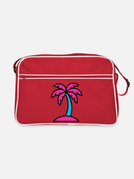 Neon Palme 90er Vaporwave - Retro Tasche - Rot/Weiß - Vorne