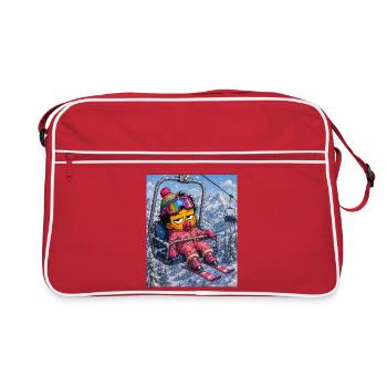 Bébé skieur coloré dans les Alpes - Sac Retro - rouge/blanc - Devant