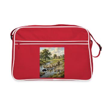 Shepard und sein Hund - Retro Tasche - Rot/Weiß - Vorne