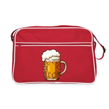 Tasse de bière avec mousse crémeuse - Sac Retro - rouge/blanc - Devant