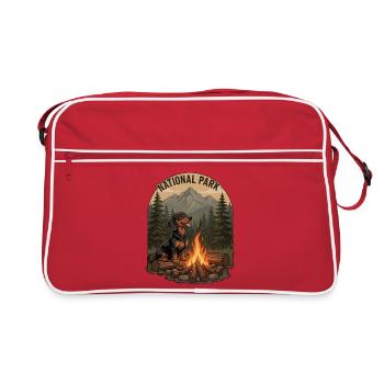 Camping vintage de teckels – Insigne du parc national - Sac Retro - rouge/blanc - Devant