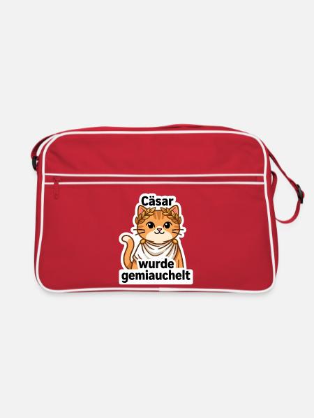 Geschichtslehrer Cäsar Katze - Historiker Geschenk - Retro Tasche - Rot/Weiß