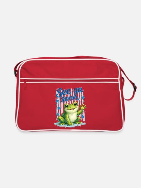 lustiger Frosch - Retro Tasche - Rot/Weiß