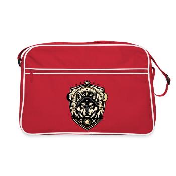 Wolf Crest Geometric Shield - Retro Tasche - Rot/Weiß - Vorne