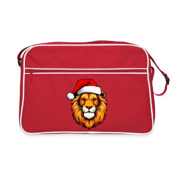 Weihnachten Löwe - Retro Tasche - Rot/Weiß - Vorne