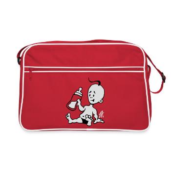 Baby mit einer Milchflasche - Retro Tasche - Rot/Weiß - Vorne