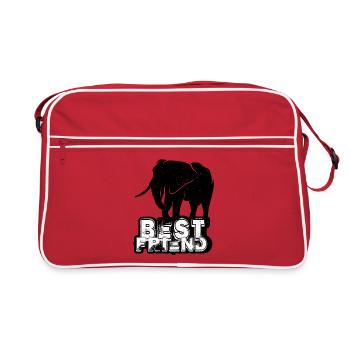 Elephant Best Friend - Retro Tasche - Rot/Weiß - Vorne
