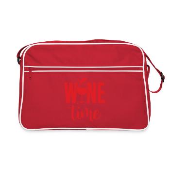 It's Wine Time Time Wine Wine Lover - Retro Tasche - Rot/Weiß - Vorne