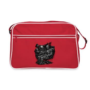 Lundi matin au bureau : pourrir sur l’ordinateur portable - Sac Retro - rouge/blanc - Devant