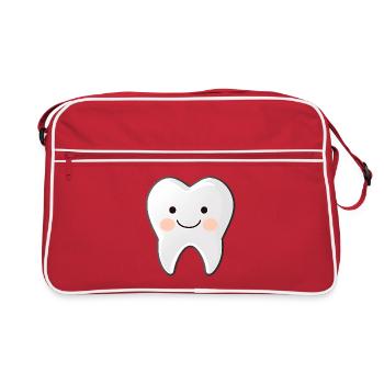 Motif de dessin animé Happy Tooth - Sac Retro - rouge/blanc - Devant