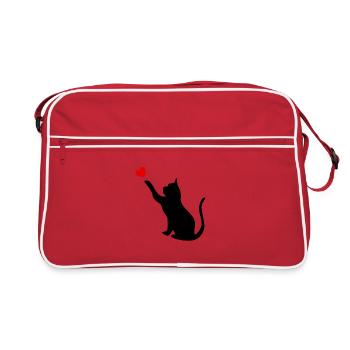 Chat avec coeur - Sac Retro - rouge/blanc - Devant