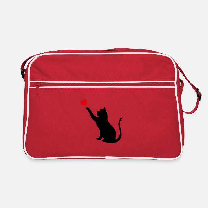 Katze mit Herz Retro Tasche