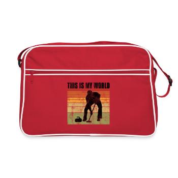 Curling is my world curler curling - Retro Bag - red/white - Front