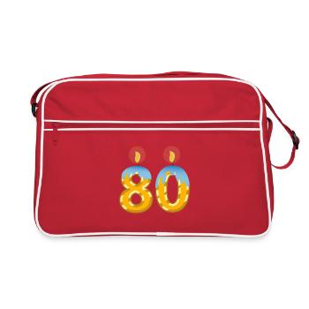 80. Geburtstag Kerzen für die Partei Mann oder Frau - Retro Tasche - Rot/Weiß - Vorne