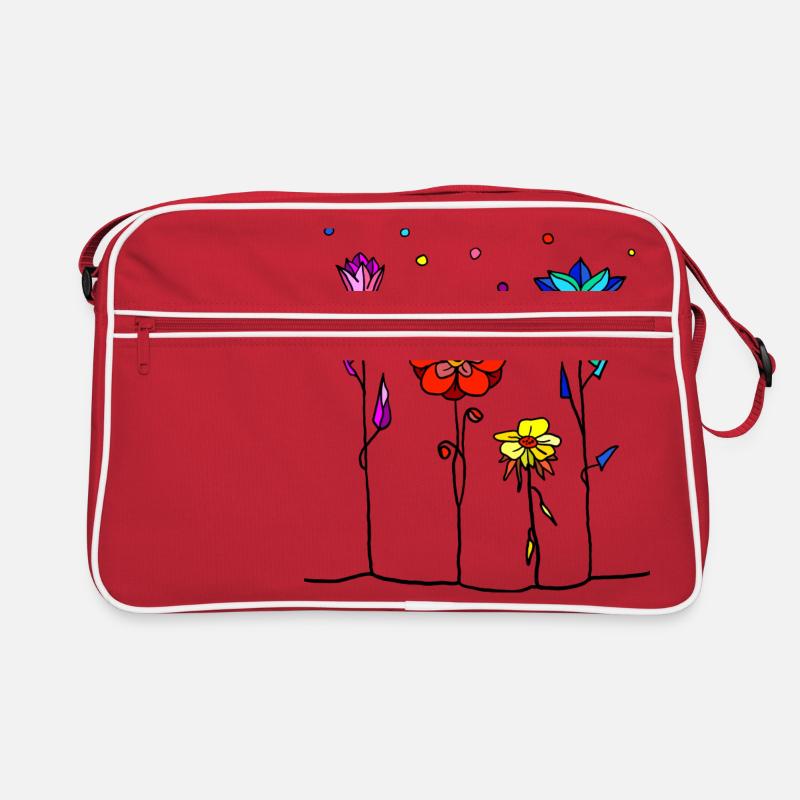 Blumen - Retro Tasche - Rot/Weiß