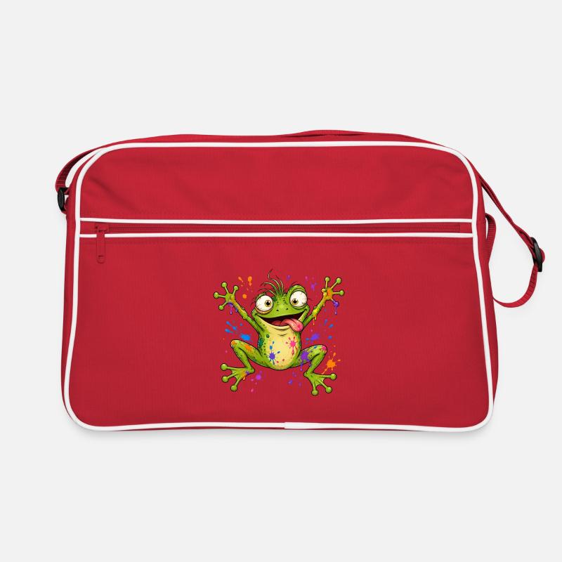 Frecher Frosch mit Farbklecksen Retro Tasche