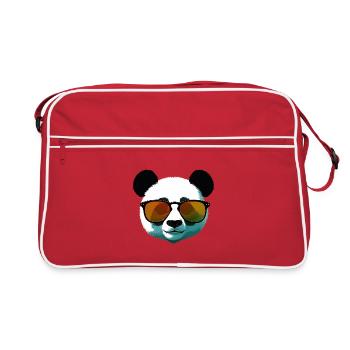Dégradé de panda avec lunettes de soleil - Sac Retro - rouge/blanc - Devant