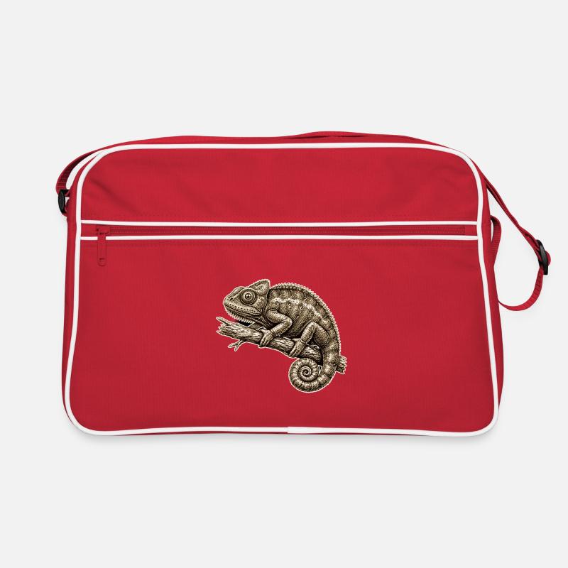 Chamäleon Illustration im Vintage-Stil Retro Tasche