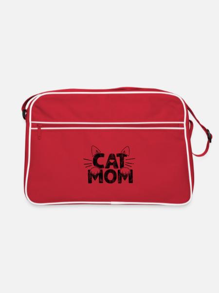cat mom - Funny cat sayings - Retro Bag - red/white - Front