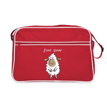 Echt Schaf I Cooles Schäfchen Comic Geschenk Fun - Retro Tasche - Rot/Weiß - Vorne