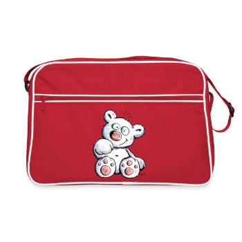Cute White Teddy Bear - Retro Bag - red/white - Front