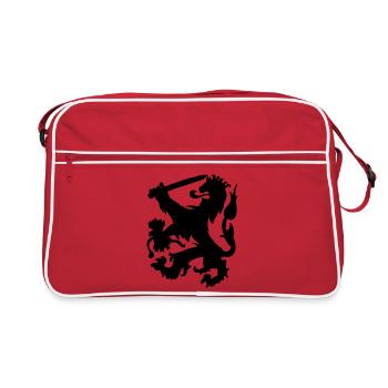 Lion héraldique avec couronne et figure d’ombre d’épée - Sac Retro - rouge/blanc - Devant