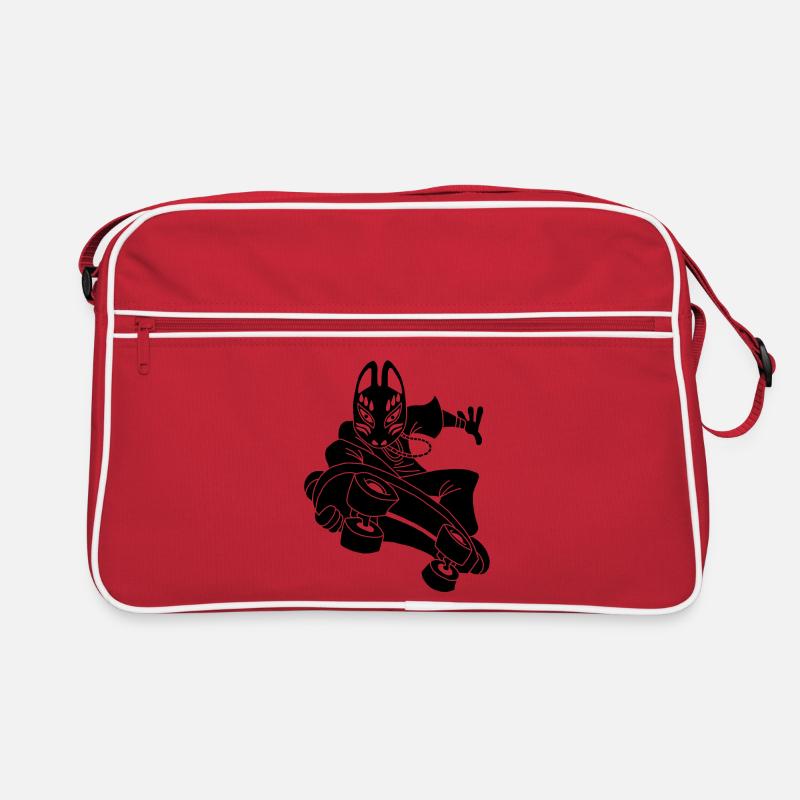 Strange black fox on skateboarding Retro Bag