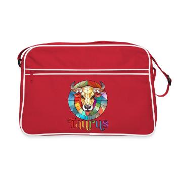 Stier, Sternzeichen, Horoskop - Retro Tasche - Rot/Weiß - Vorne