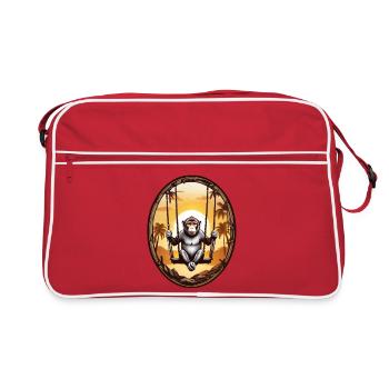 Monkey on swing - Retro Bag - red/white - Front