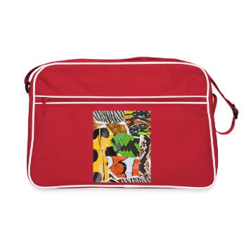 Vibrant animal collage of natural patterns - Retro Bag - red/white - Front