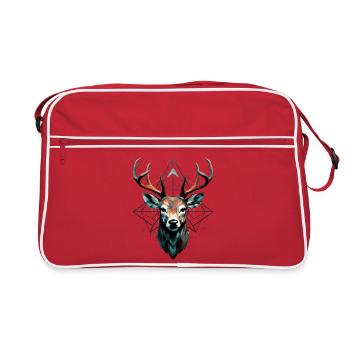 Geometric deer with geometric patterns - Retro Bag - red/white - Front