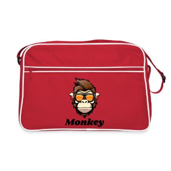 monkey, singe, primate - Sac Retro - rouge/blanc - Devant