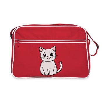 chaton gris - Sac Retro - rouge/blanc - Devant