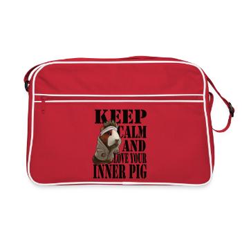 Restez calme et aimez votre cochon intérieur - Sac Retro - rouge/blanc - Devant