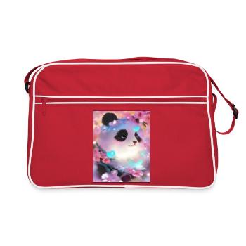 Panda Bild - Retro Tasche - Rot/Weiß - Vorne