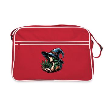 Sorcière avec de la marijuana - design de cannabis cool - Sac Retro - rouge/blanc - Devant
