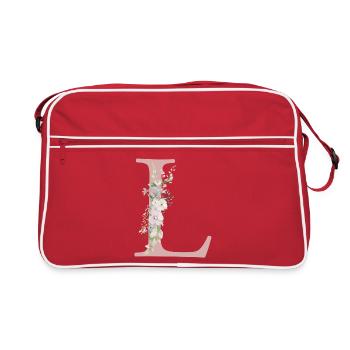 L Monogram, Floral, Personnalisable - Sac Retro - rouge/blanc - Devant