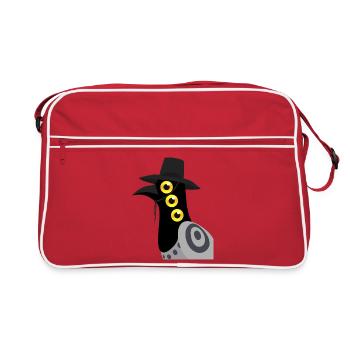 Dämonischer Vogel - Retro Tasche - Rot/Weiß - Vorne