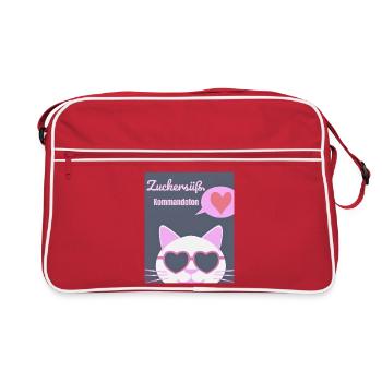 Culte du chat sucré avec des lunettes en forme de cœur - Sac Retro - rouge/blanc - Devant