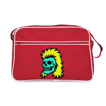 Vokuhila Skull - Retro Tasche - Rot/Weiß - Vorne