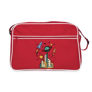 Futuristic city with rockets - Retro Bag - red/white - Front